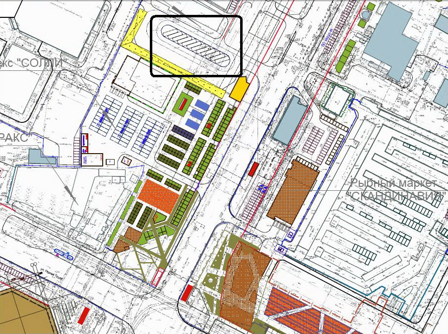 Терминал (обведён чёрным) на проекте реконструкции