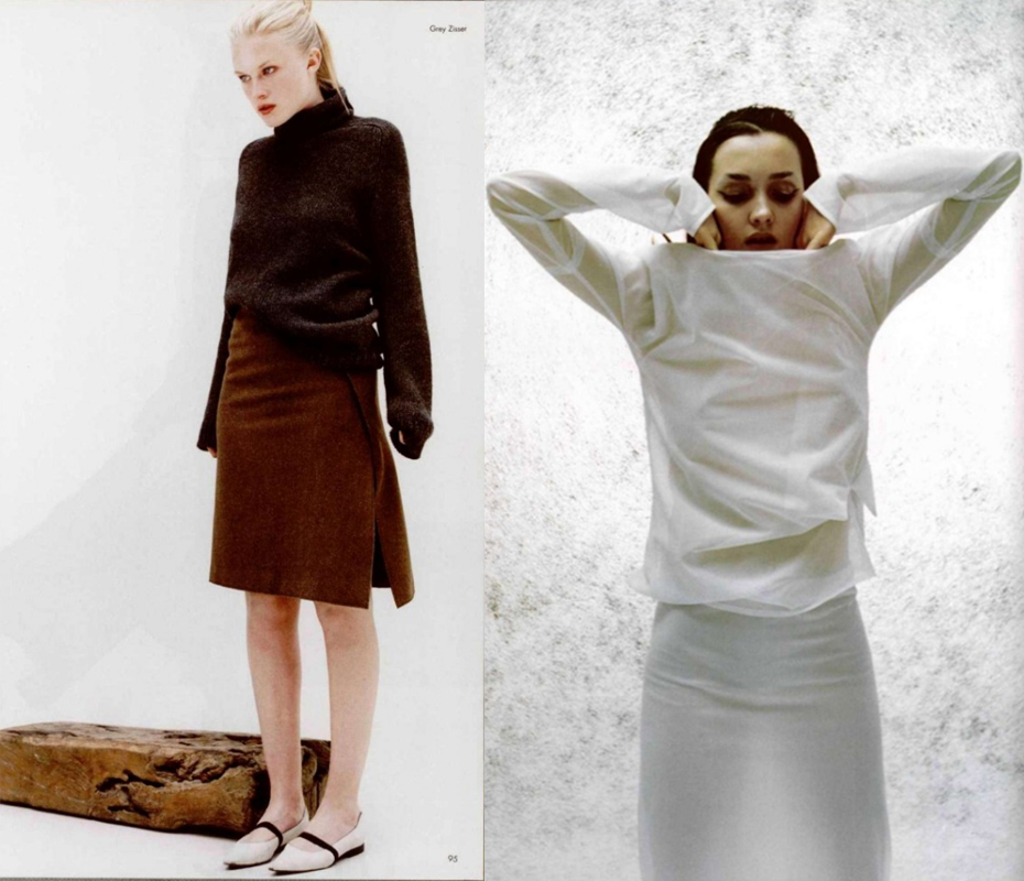 Творения Жиль Сандер. Слева модель 1997 года, справа — 1998 года