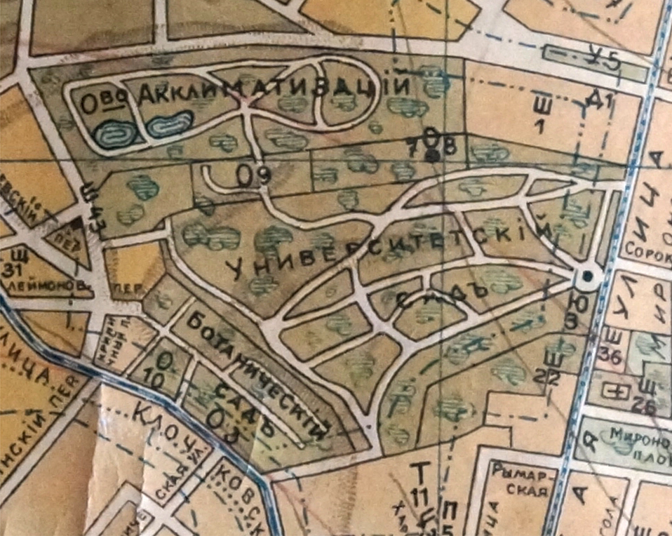 План Университетского сада, 1916 год