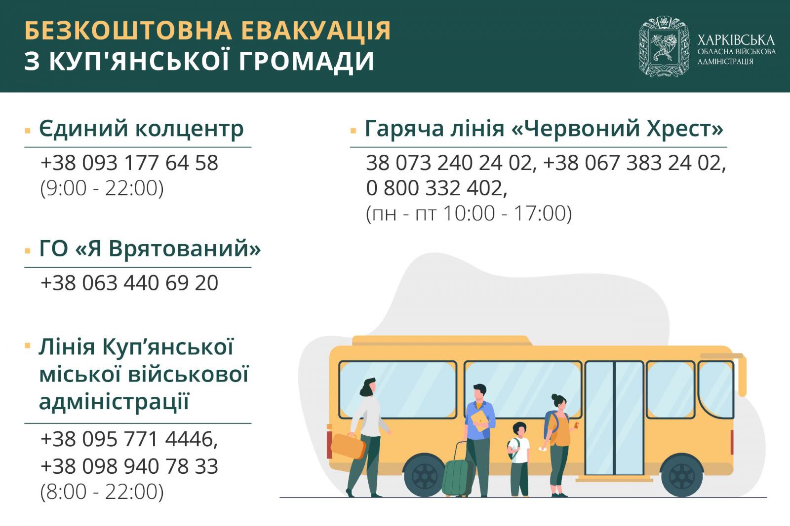 Контакти для евакуації. Графіка Харківської ОВА