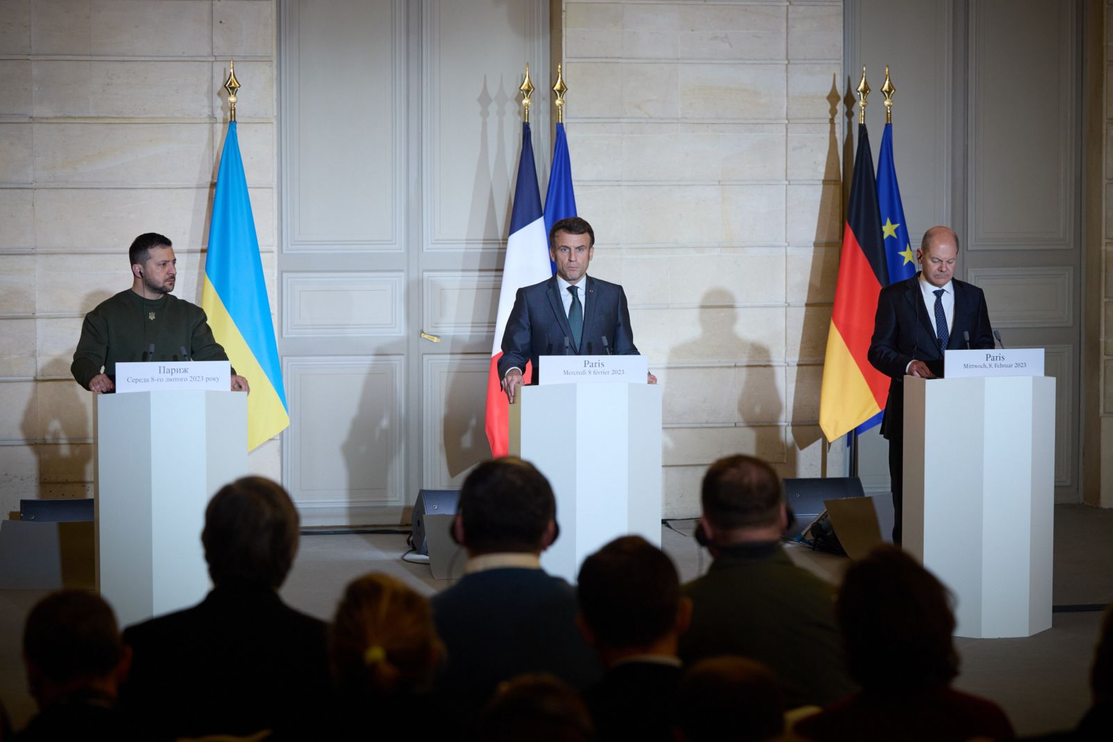 Володимир Зеленський, Еммануель Макрон і Олаф Шольц. Фото: president.gov.ua
