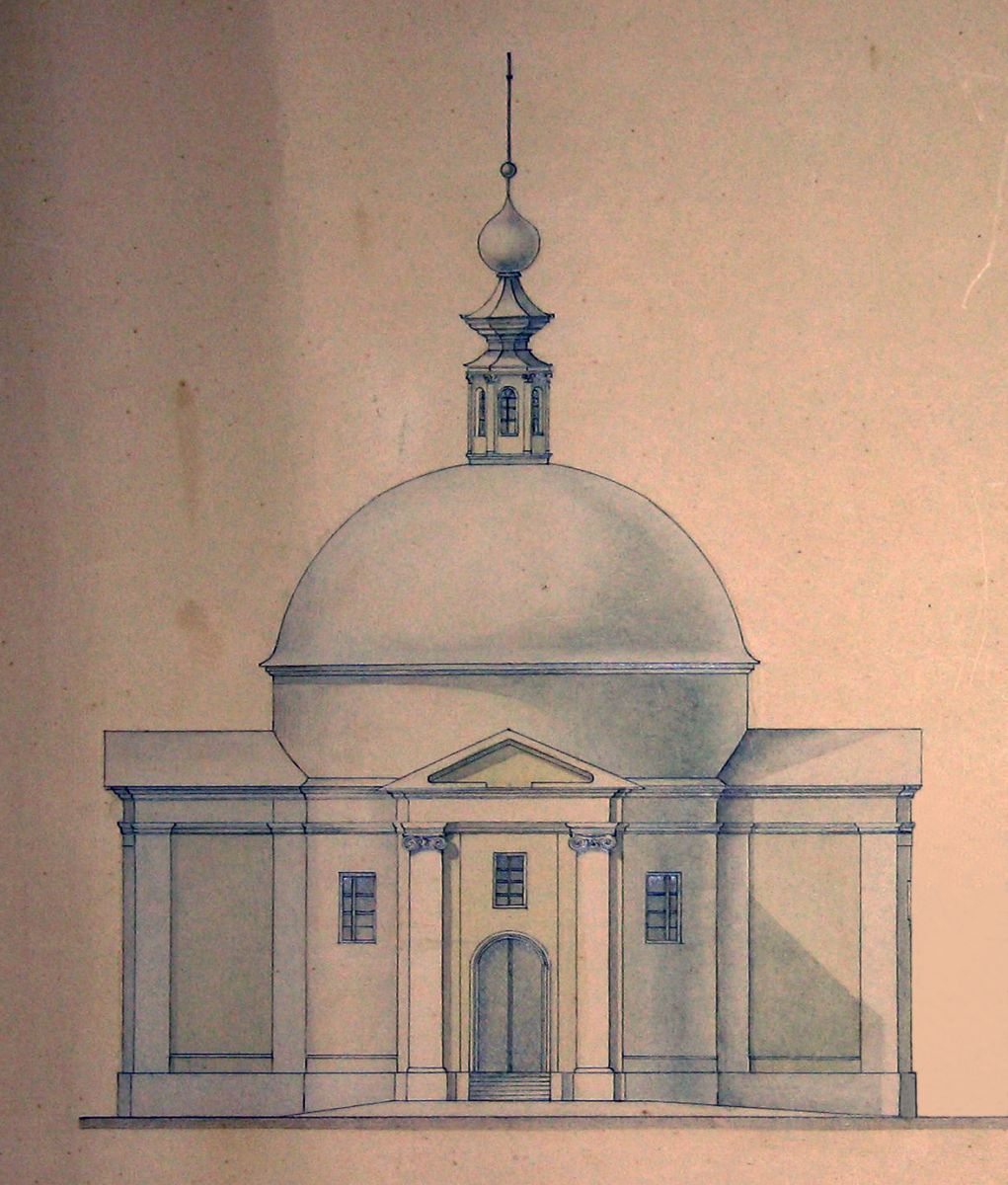 Так выглядела Всесвятская церковь с. Старый Мерчик на момент постройки в 1778 году, проект реконструкции И. Лаврентьева, В. Нестерова, А. Рябушина