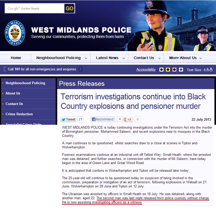 Выдержка из сообщения на сайте полиции West Midlands.