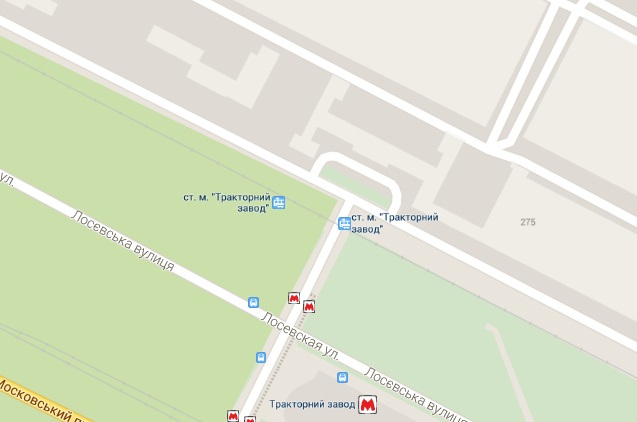 Линия трамваев возле завода ХТЗ. Карты Google