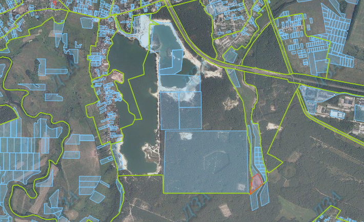 Нагорьевское водохранилище на карте публичной Кадастровой карты Украины. Скриншот map.land.gov.ua 