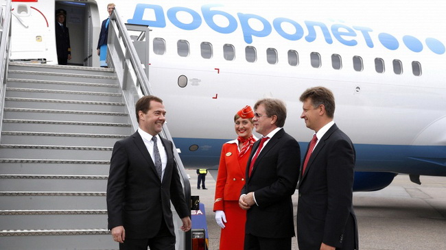Премьер-министр России Дмитрий Медведев на презентации авиакомпании «Добролёт». Фото: runews24.ru