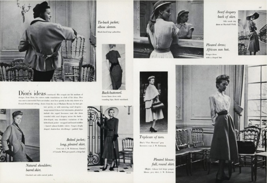 Публикация о новом образе от Кристиана Диора в «Vogue». 1 апреля 1947 года