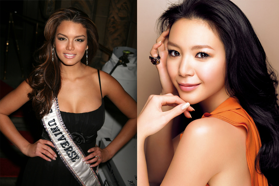 Слева: «Мисс Вселенная 2006» — Зулейка Ривера Мендоза. Справа: «Первая вице-мисс Вселенная 2006» — Курара Чибана