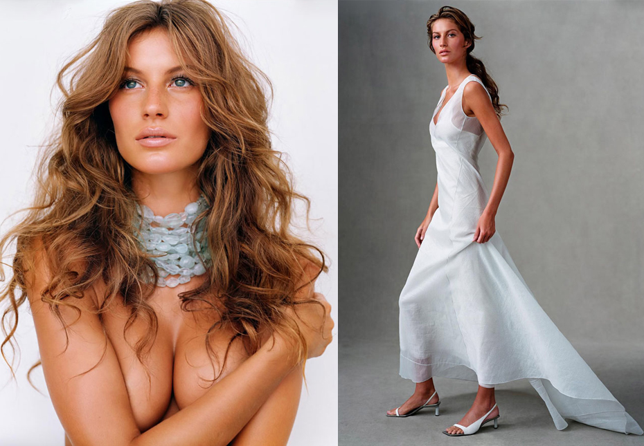 Жизель Бундхен в фотосессии Стивена Майзела для журнала Vogue, 1999 год. Бразильская супермодель была ещё и одним из «ангелов» Victoria's Secret. Кроме того, она попала в Книгу рекордов Гиннесса как самая высокооплачиваемая супермодель нашей с вами современности. Её состояние оценивают в 170 миллионов долларов
