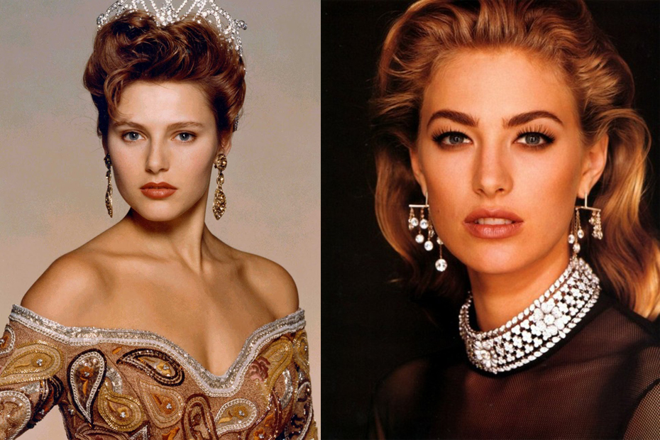 Слева: «Мисс Вселенная 1990» — Мона Грудт. Справа: супермодель Элейн Ирвинг
