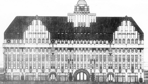 Первый вариант фасада дома Купеческого банка
