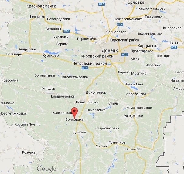 Город Волноваха (60 км от Донецка). Карта Google
