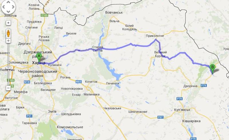 Минимальное расстояние от Харькова до Николаевки — 147 километров