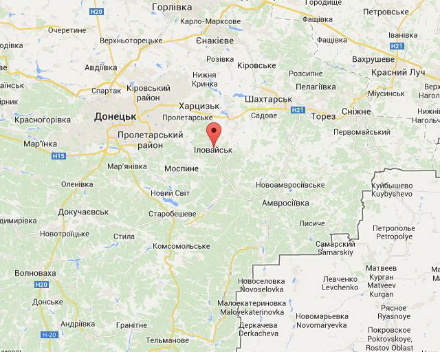 Иловайск - 47 км от Донецка. Карты Google
