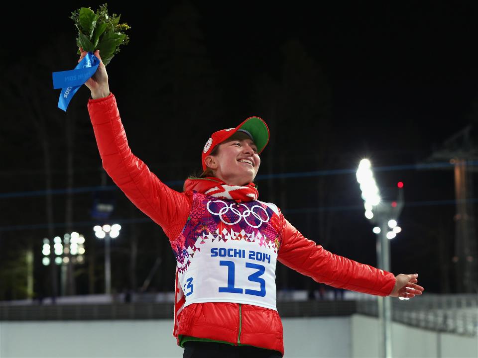 Белорусская биатлонистка Дарья Домрачёва выиграла второе золото в Сочи. Сегодня — в индивидуальной гонке