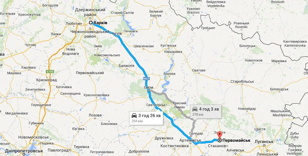 Горловка киев расстояние